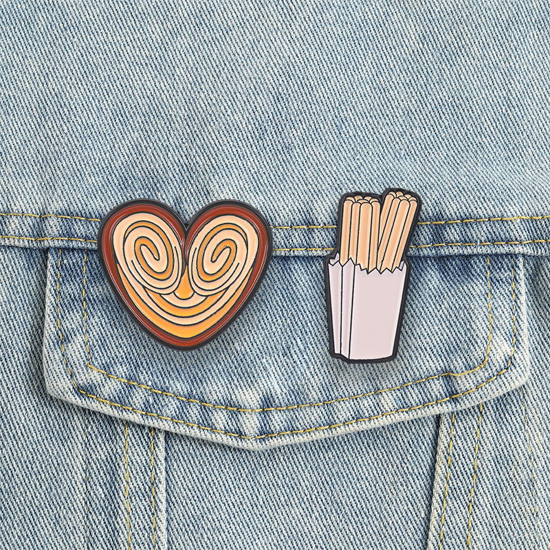 Food Snacks In Spanish - Meksika Churro Palmier Emaye İğneleri Karikatür